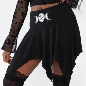 The Grave Girls Black Triple Moon Witchy Mini Skirt Gothic Lolita Witchy Fairy L